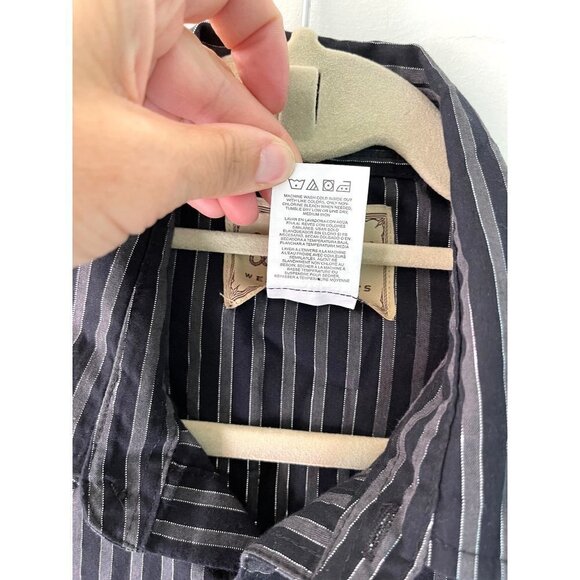 Wrangler Western Shirts Snap Front Shirt Mens Large L Vintage Metallic Black - Picture 8 of 10
